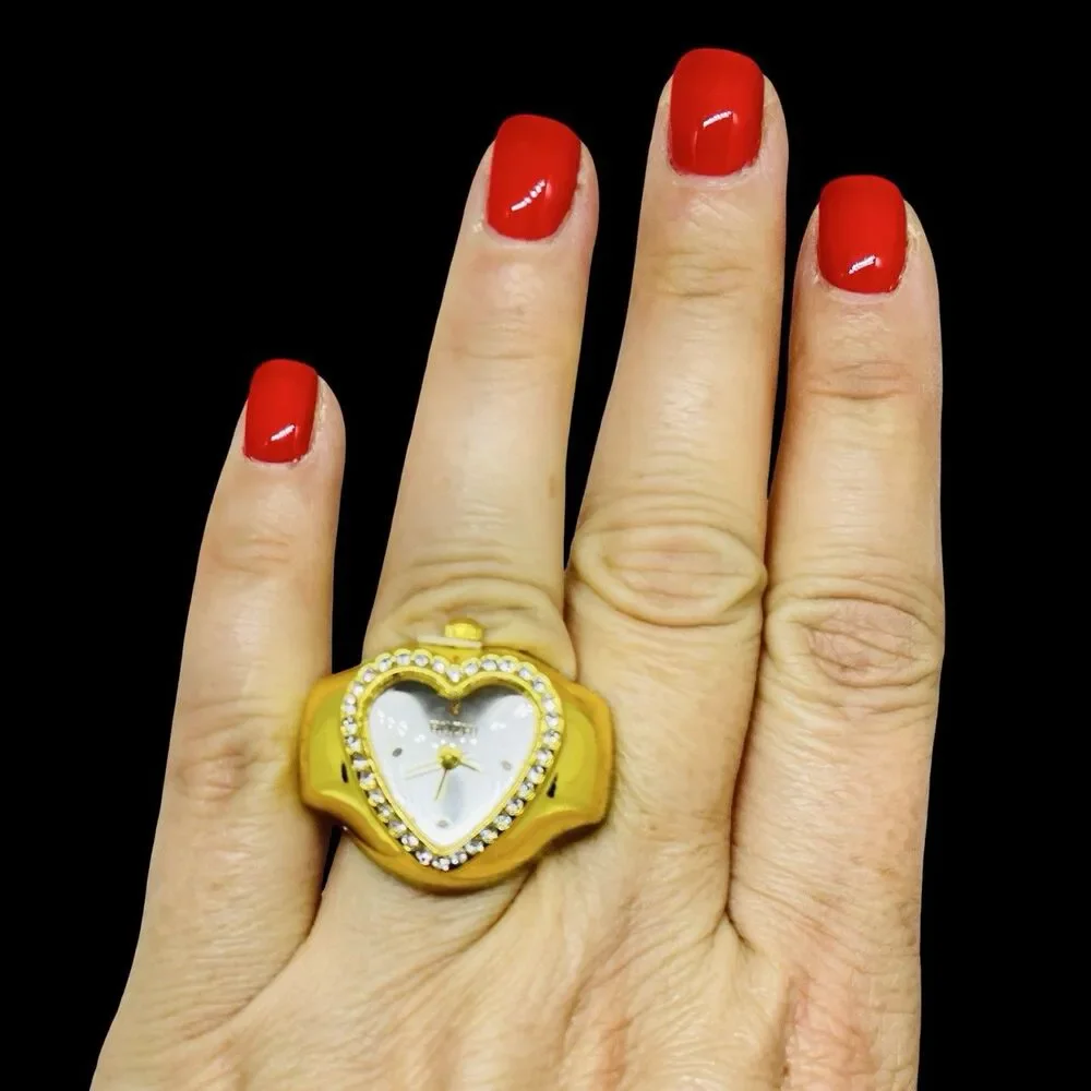 BOZHI Ring Watch Gold Design With Crystals New